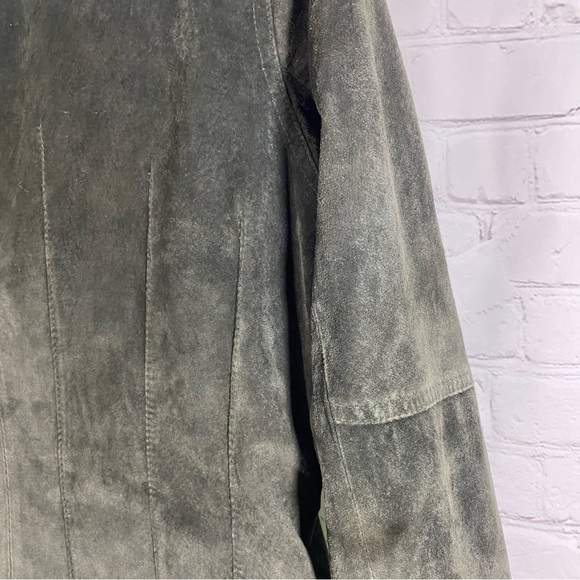 Silx Olive Army Green Suede Military Style Lined Jacket 6 - Picture 8 of 13